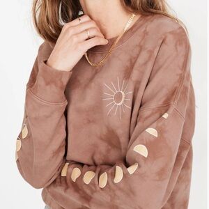 Madewell Moonphase Graphic Tie Dye Mainstay Sweatshirt Faded Rosebud Size XS